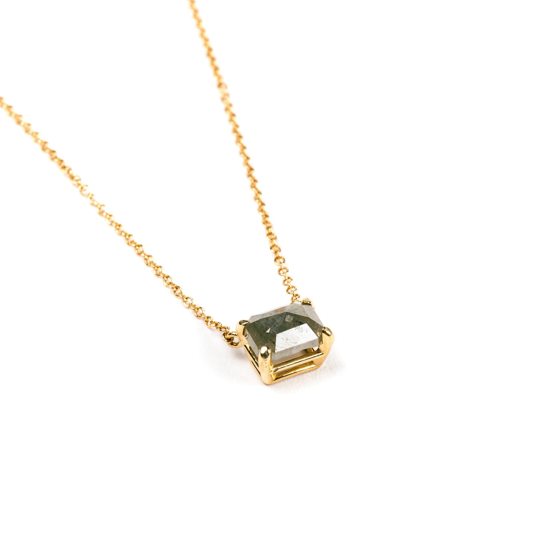Beatrice Salt and Pepper East West Emerald Cut Diamond Necklace - MTD