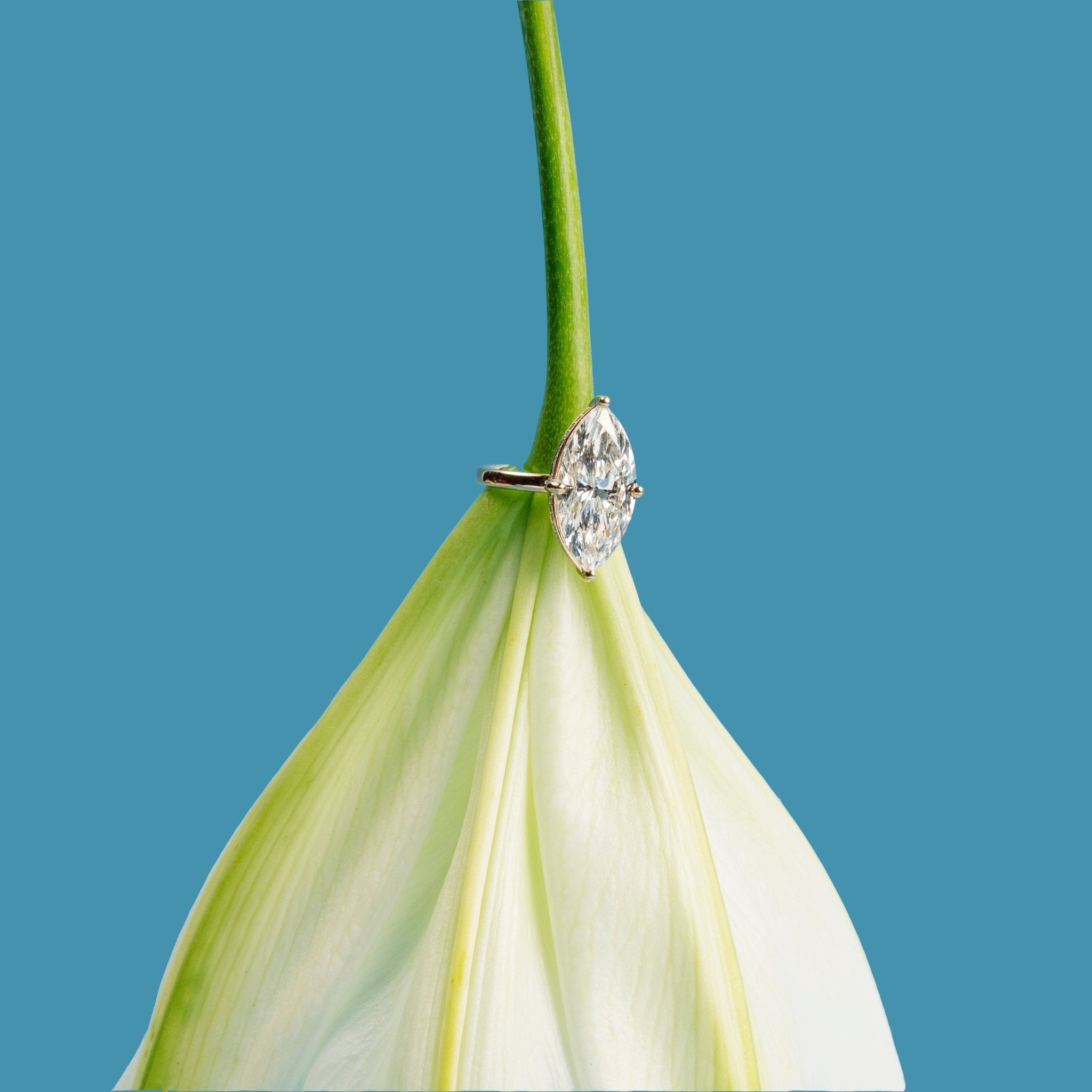 Nova Marquise Lab Diamond Hidden Halo Engagement Ring - MTD