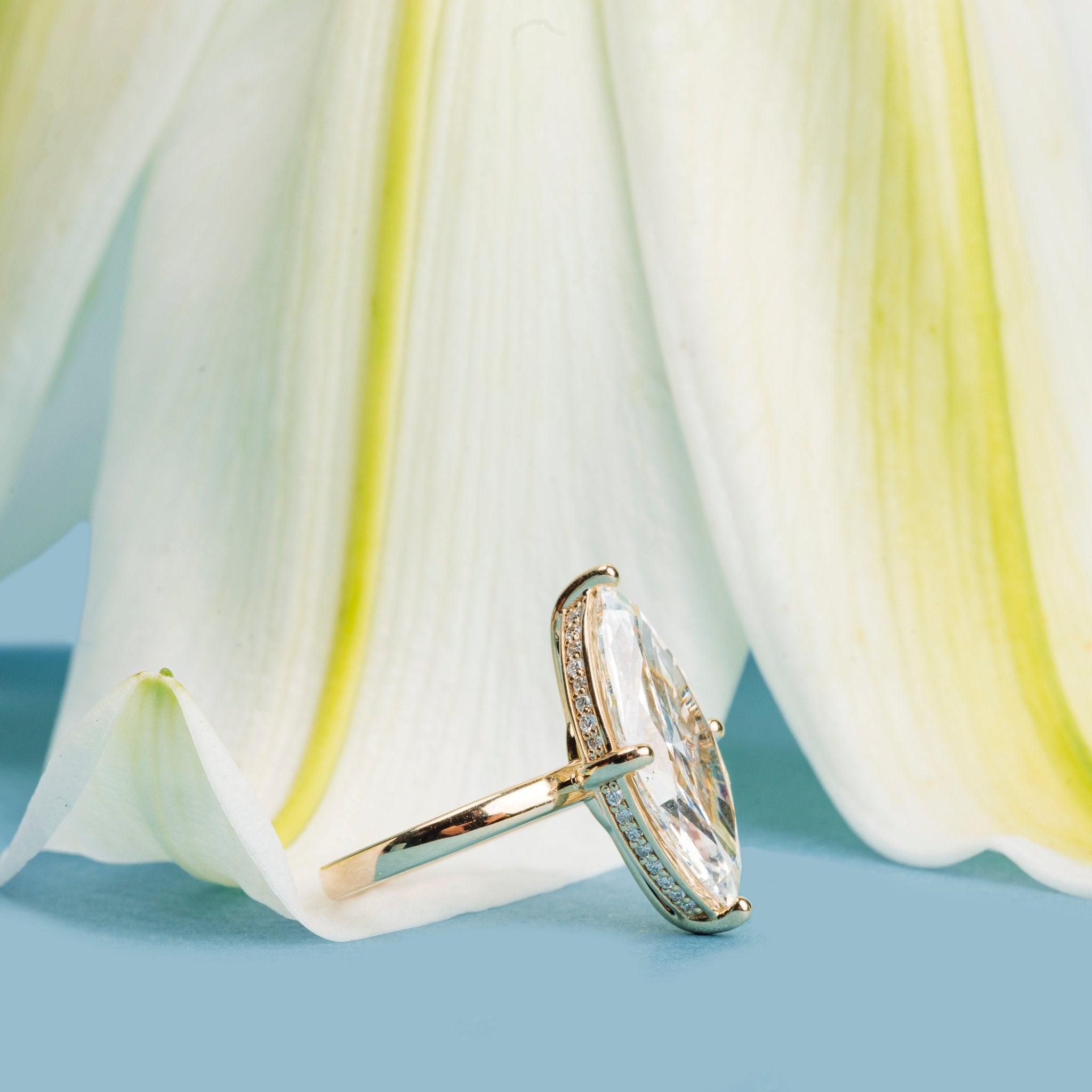 Nova Marquise Lab Diamond Hidden Halo Engagement Ring - MTD