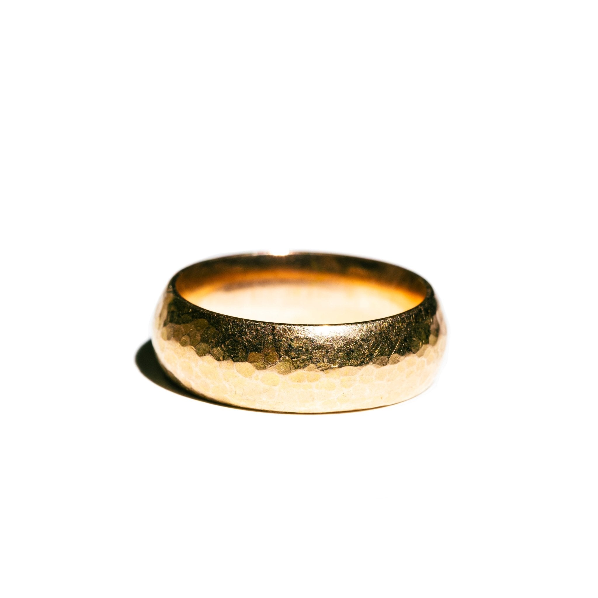 Mountain Ridge Dome Hammered Texture Men's Wedding Band - MTD