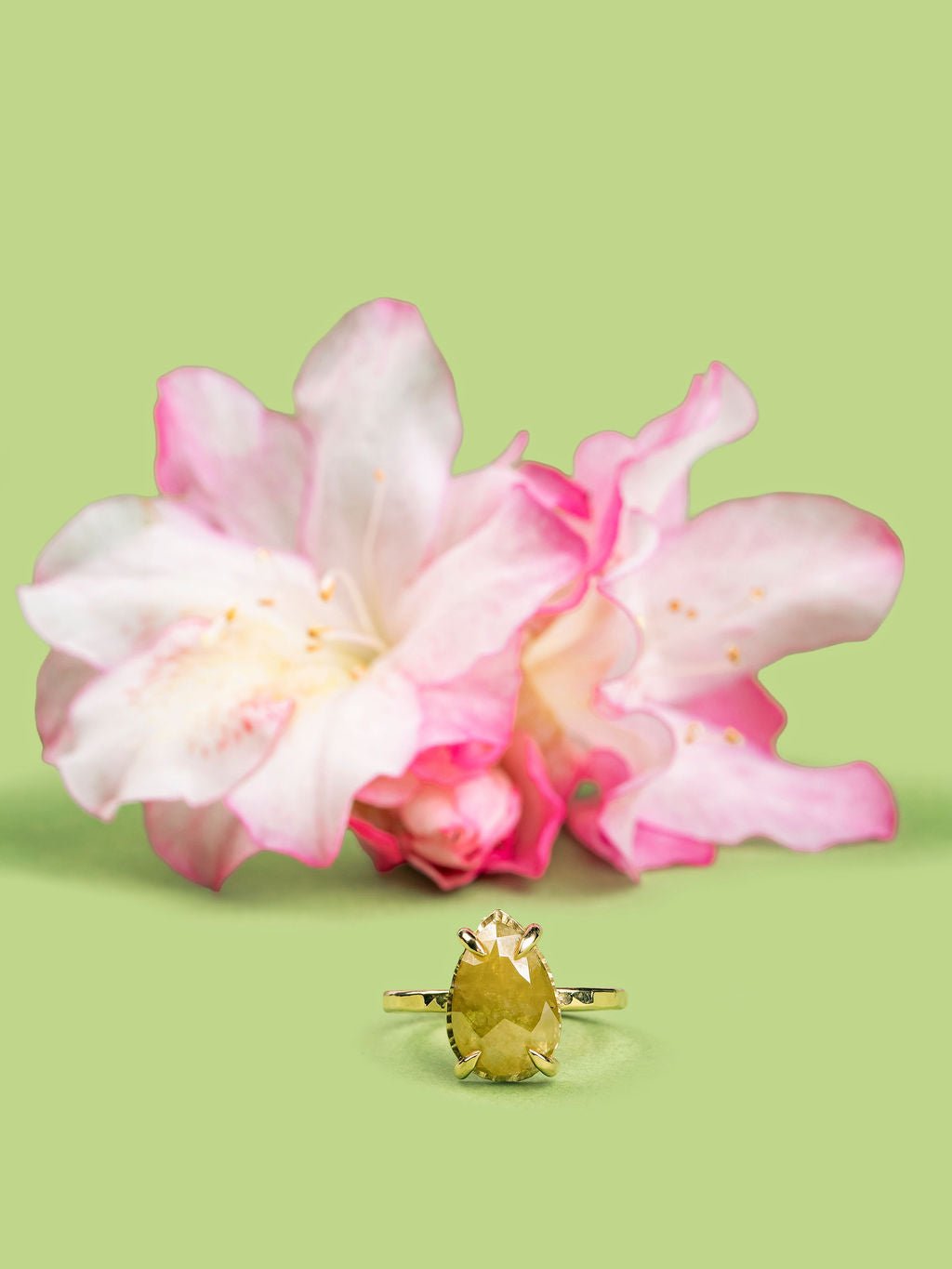 A Drop of Sunshine Yellow Pear Dimond Engagement Ring - MTD