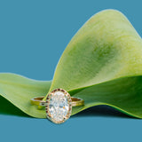 Faye Oval Diamond Hammered Halo Engagement Ring - MTD