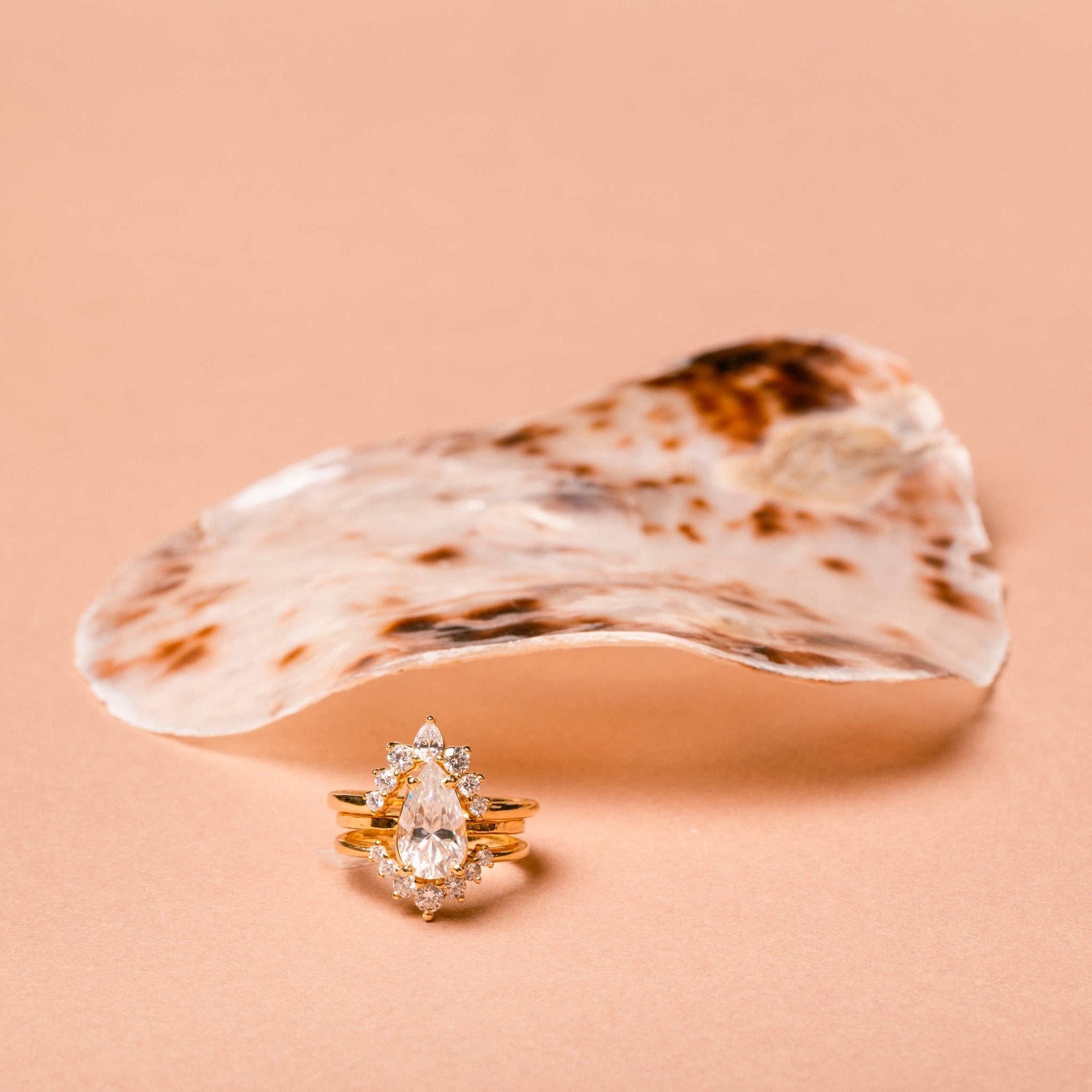 Regal Elongated Pear Engagement Ring Stacking Set - MTD