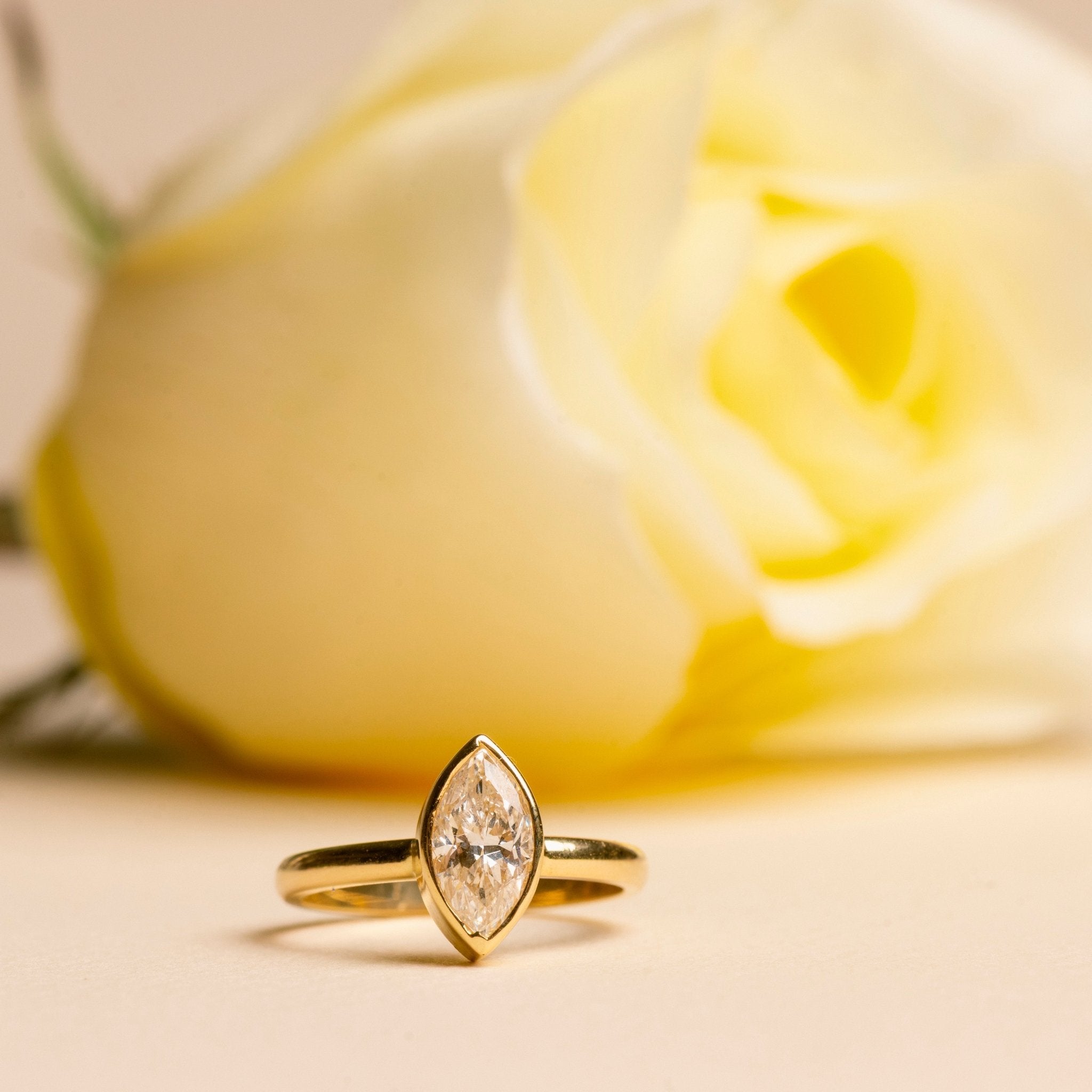 Mia Bezel Set Marquise Diamond Engagement Ring - MTD