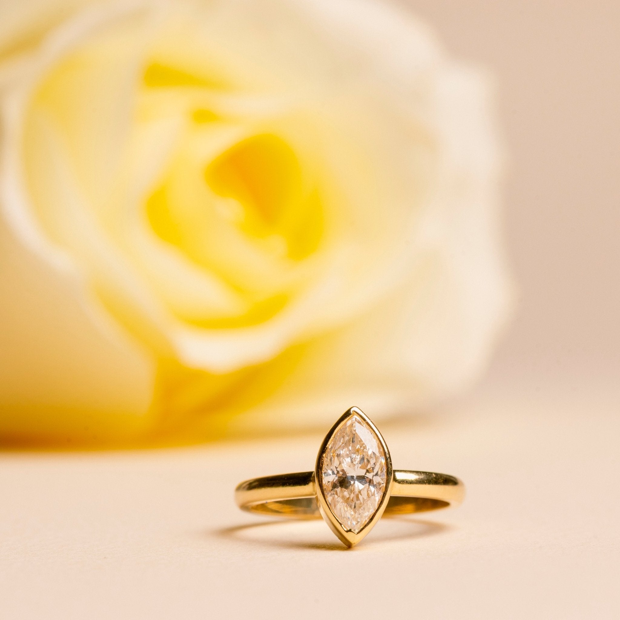 Mia Bezel Set Marquise Diamond Engagement Ring - MTD