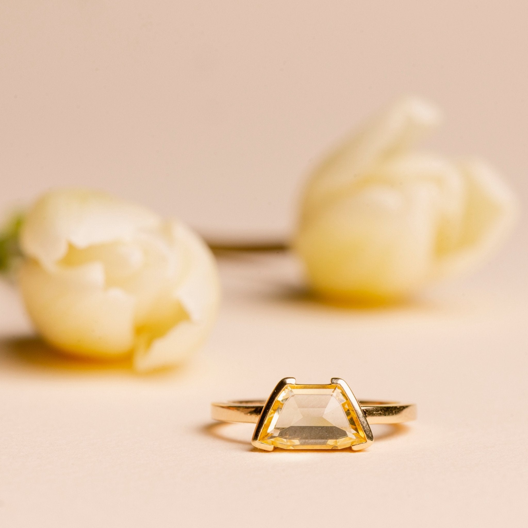 Buttercup East West Yellow Rosecut Sapphire Engagement Ring - MTD
