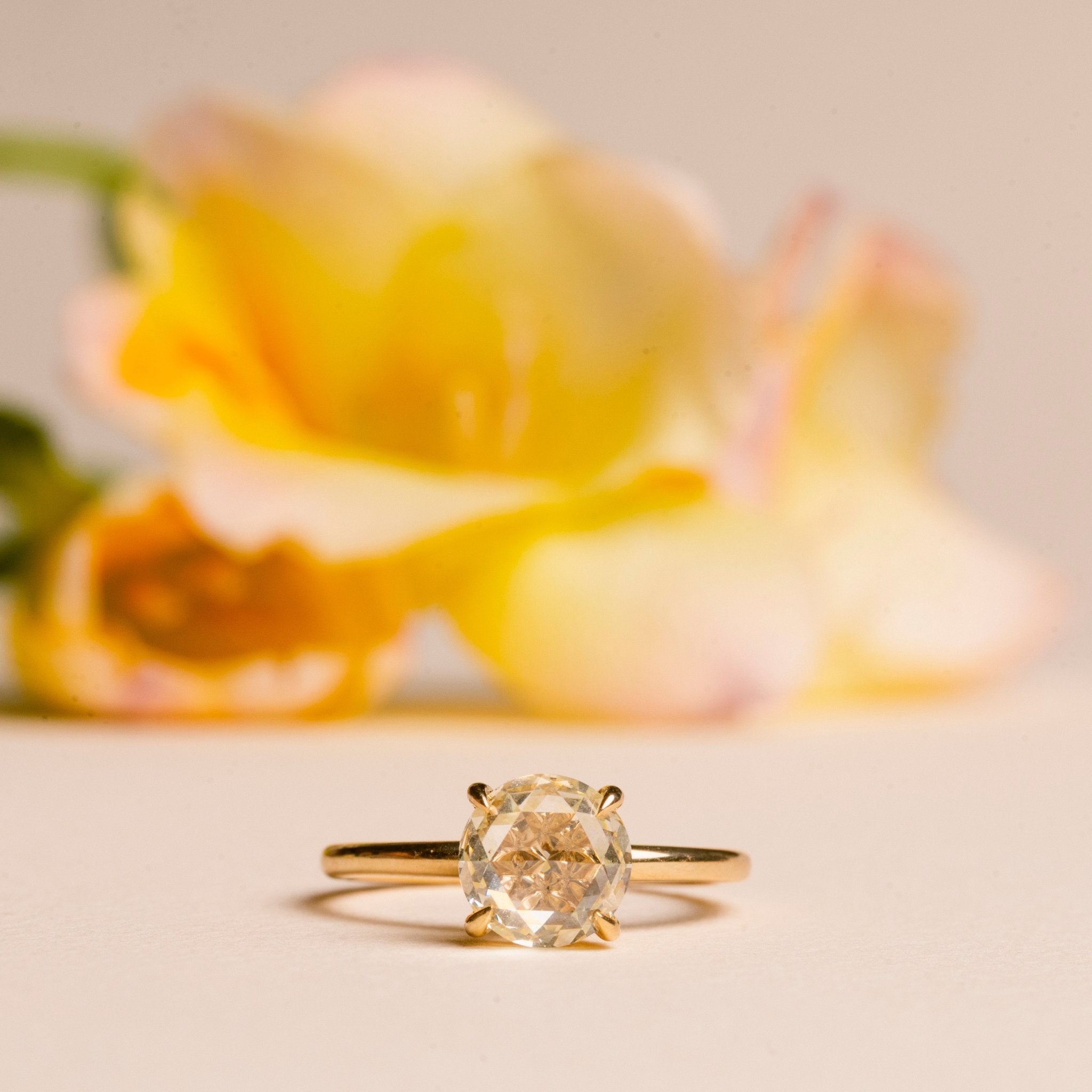 Elise Rosecut Round Diamond Claw Prong Engagement Ring - MTD