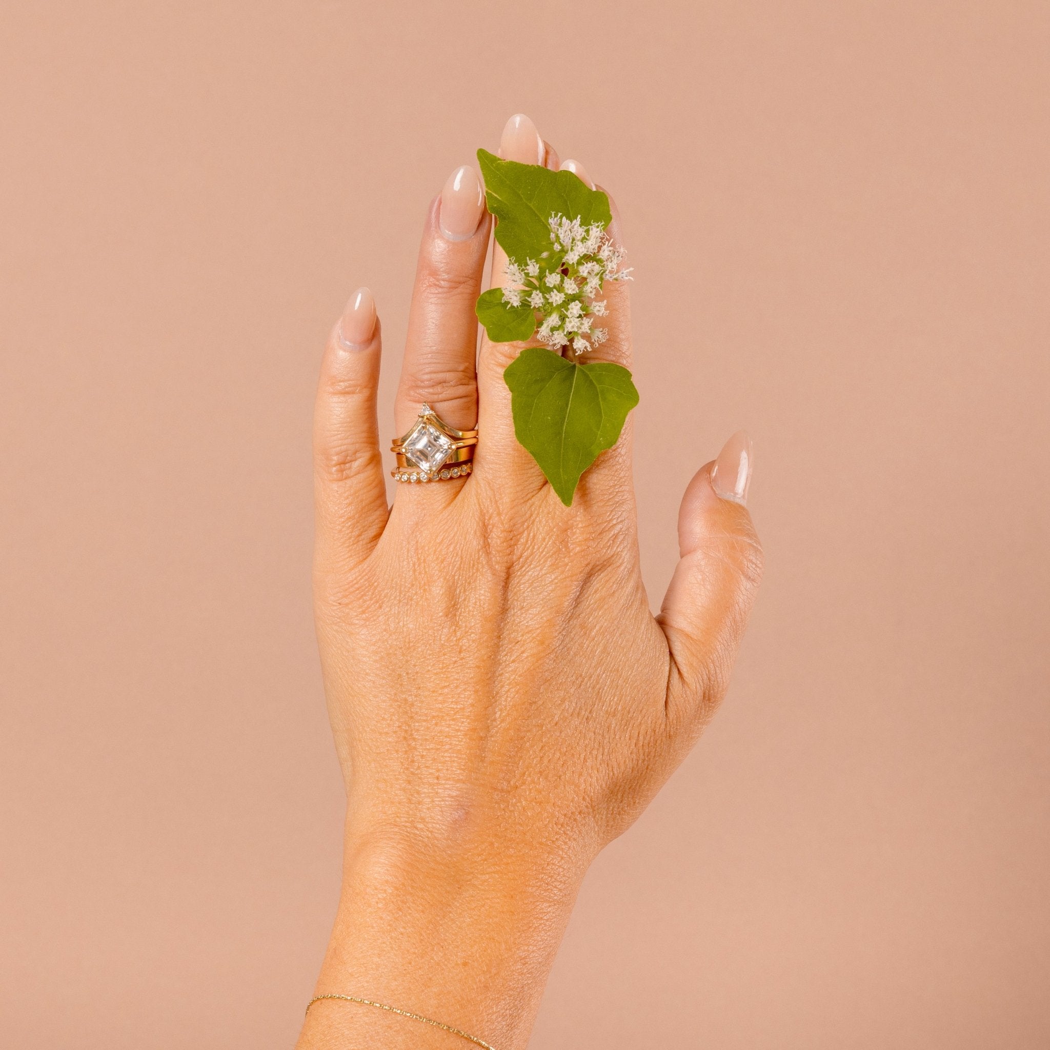 Regal Ascher Cut Engagement Ring Stacking Set - MTD