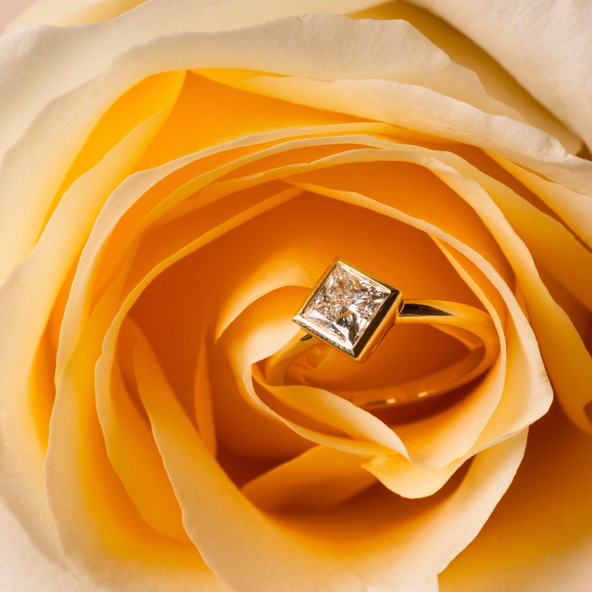 Luisa Bezel Set Princess Cut Diamond Engagement Ring - MTD