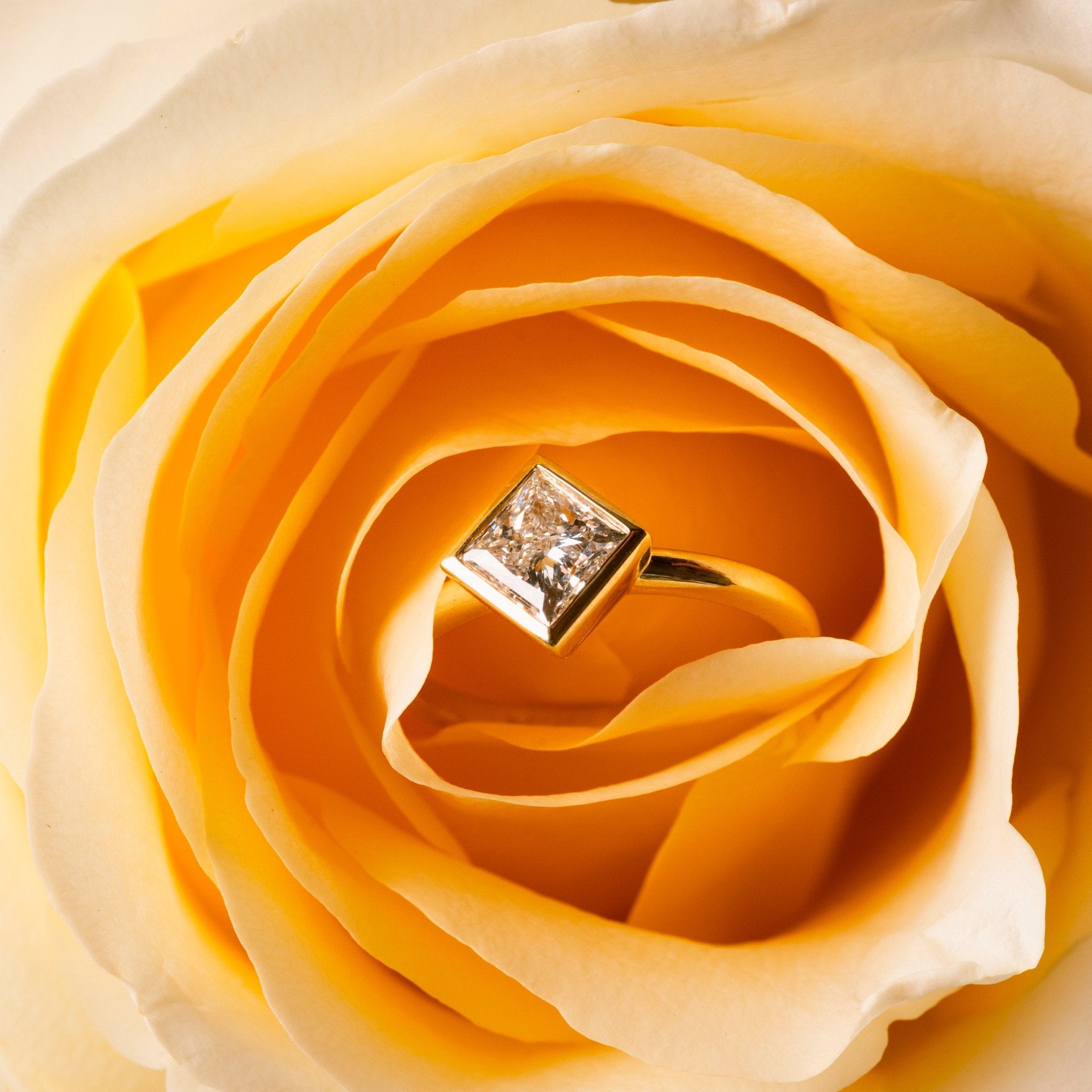 Luisa Bezel Set Princess Cut Diamond Engagement Ring - MTD