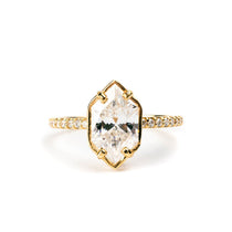 Josephine in Diamonds Elongated Hexagon with Pave Diamond Band - MTD