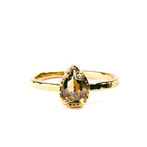 Cognac Pear Diamond in Hammered Halo Engagement Ring - MTD