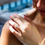 Faye Oval Diamond Hammered Halo Engagement Ring - MTD