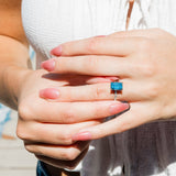 Morning Tide Blue Diamond Emerald Cut Engagement Ring - MTD