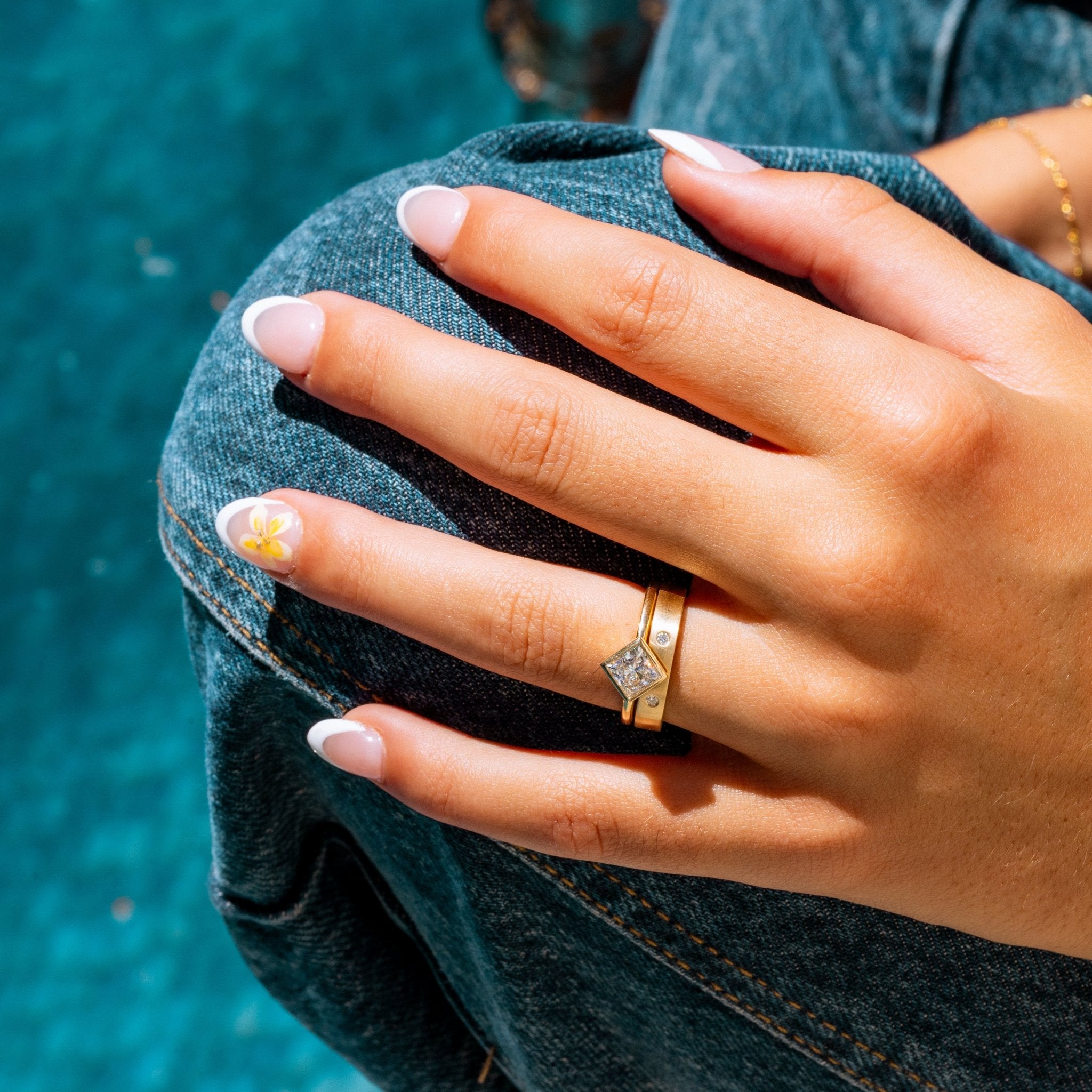 Luisa Bezel Set Princess Cut Diamond Engagement Ring - MTD