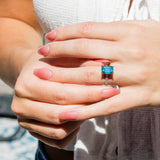 Morning Tide Blue Diamond Emerald Cut Engagement Ring - MTD