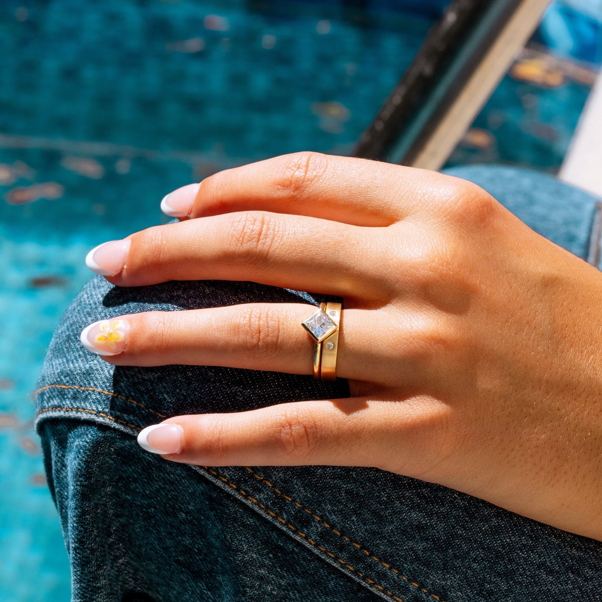 Luisa Bezel Set Princess Cut Diamond Engagement Ring - MTD