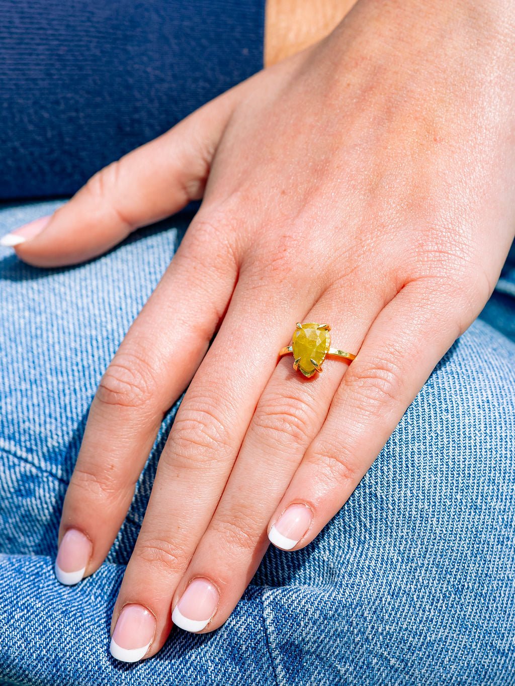 A Drop of Sunshine Yellow Pear Dimond Engagement Ring - MTD
