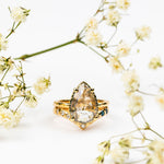 Guinevere Hammered Halo Salt and Pepper Pear Diamond Engagement Ring - MTD