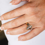 Guinevere Hammered Halo Salt and Pepper Pear Diamond Engagement Ring - MTD