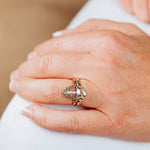 Guinevere Hammered Halo Salt and Pepper Pear Diamond Engagement Ring - MTD