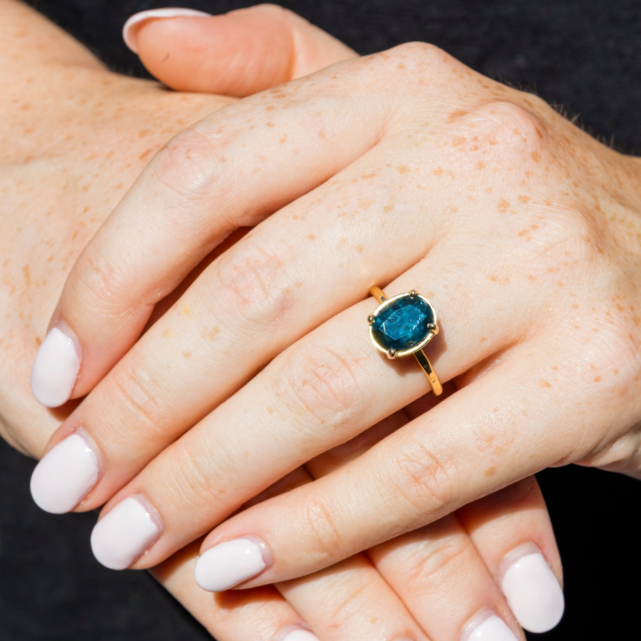 Mountain Lake Teal Sapphire Oval Engagement Ring - MTD