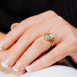 Guinevere Hammered Halo Salt and Pepper Pear Diamond Engagement Ring - MTD