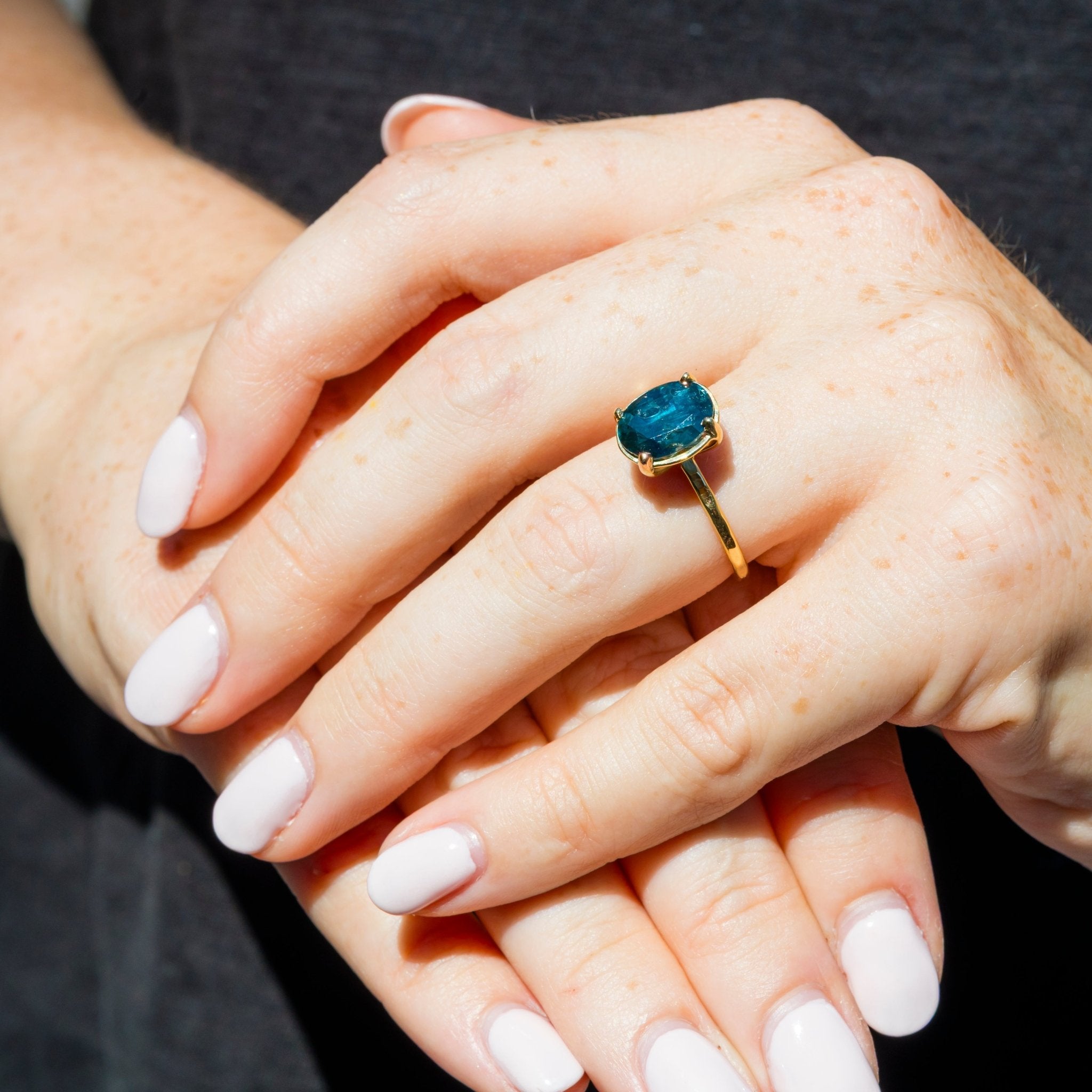 Mountain Lake Teal Sapphire Oval Engagement Ring - MTD