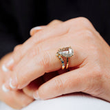 Guinevere Hammered Halo Salt and Pepper Pear Diamond Engagement Ring - MTD