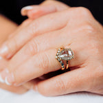 Guinevere Hammered Halo Salt and Pepper Pear Diamond Engagement Ring - MTD