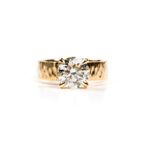 Marigold Hammered Wide Band Claw Prong 2ct Diamond Engagement Ring - MTD