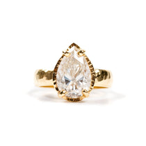 3ct Pear Hammered Halo Engagement Ring on Wide Hammered Band - MTD