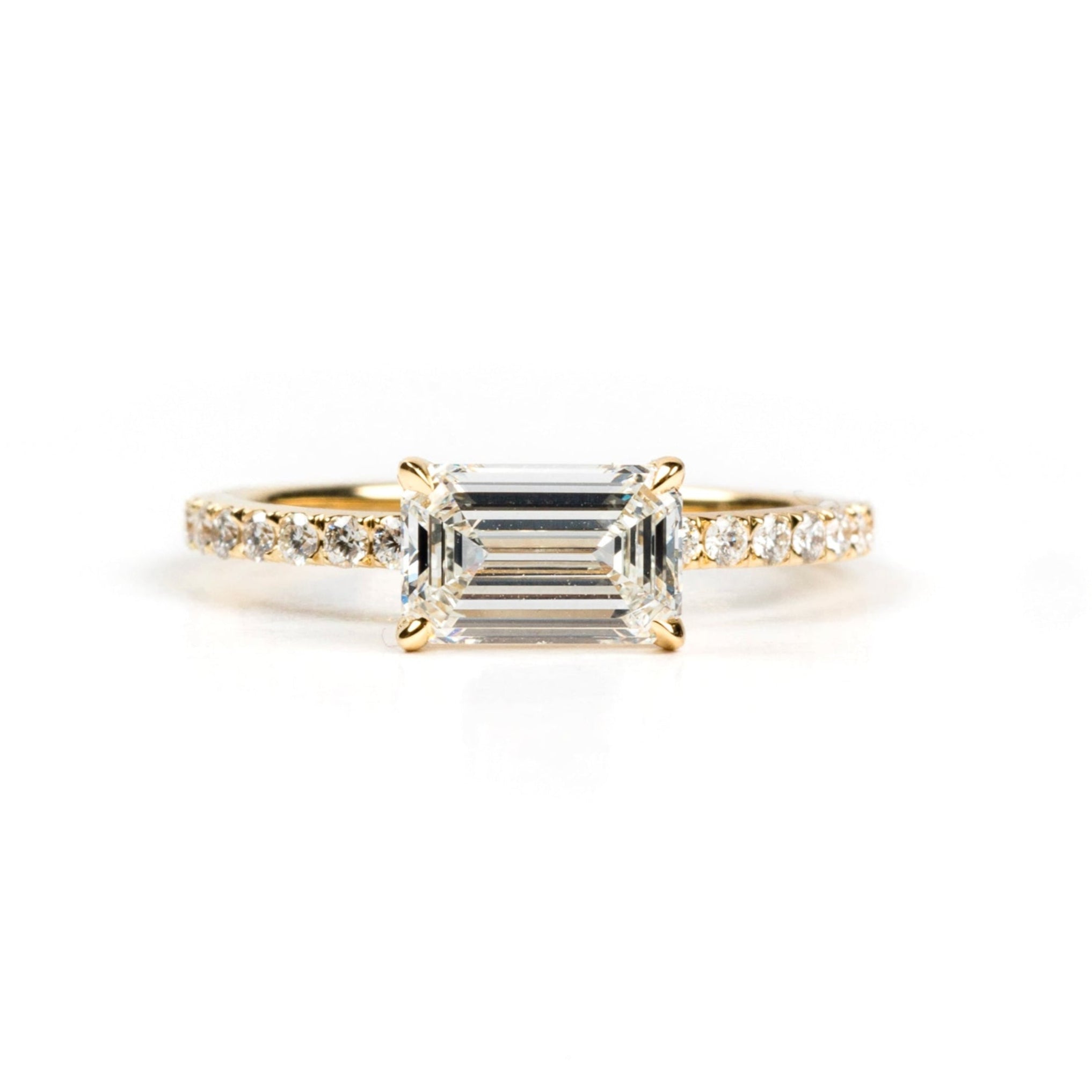 Lenora East - West Emerald Cut Diamond Engagement Ring - MTD