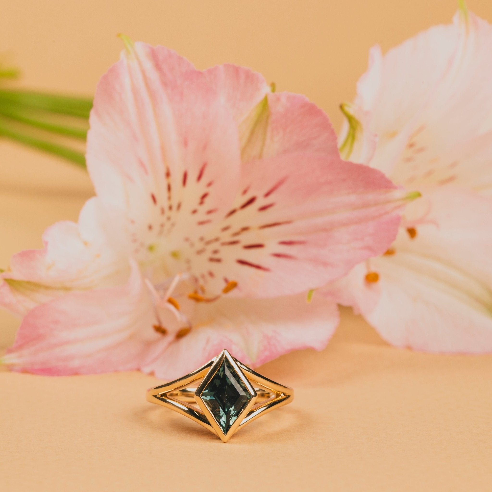 Ocean Breeze Blue Lozenge Sapphire Engagement Ring - MTD