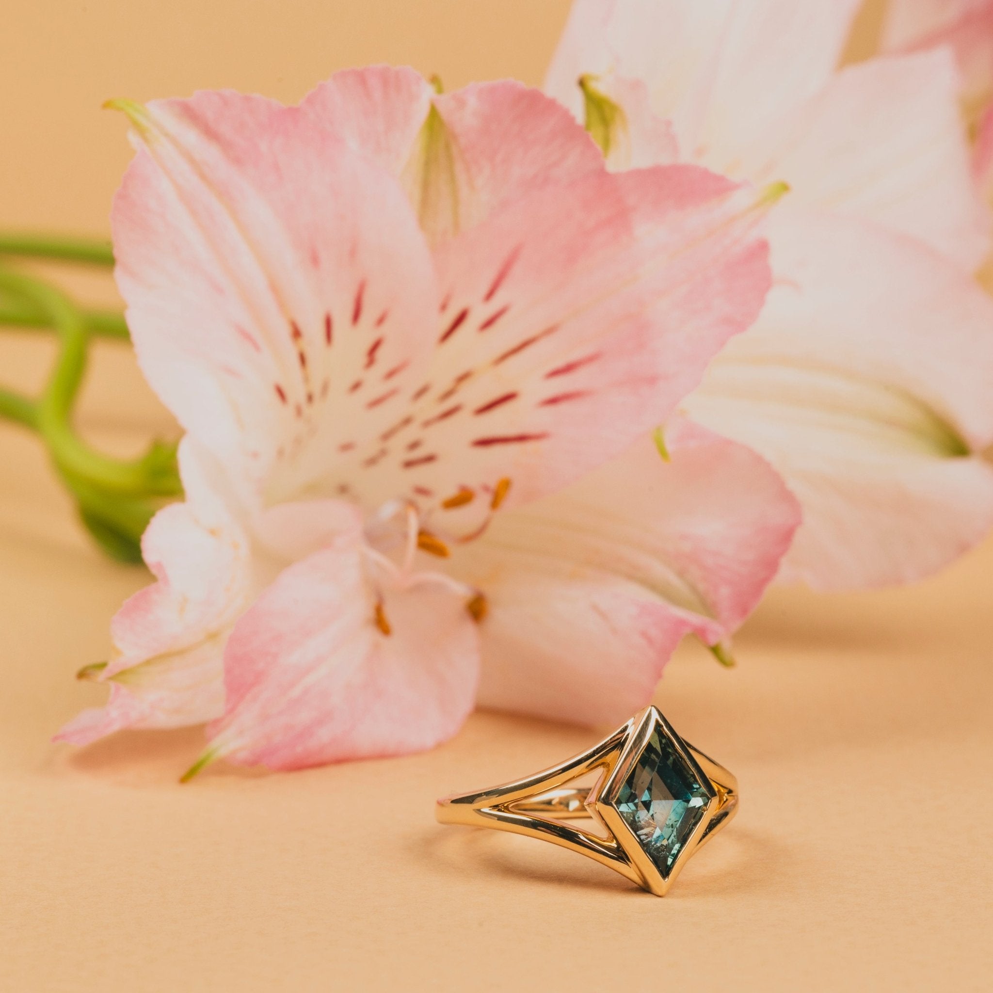 Ocean Breeze Blue Lozenge Sapphire Engagement Ring - MTD