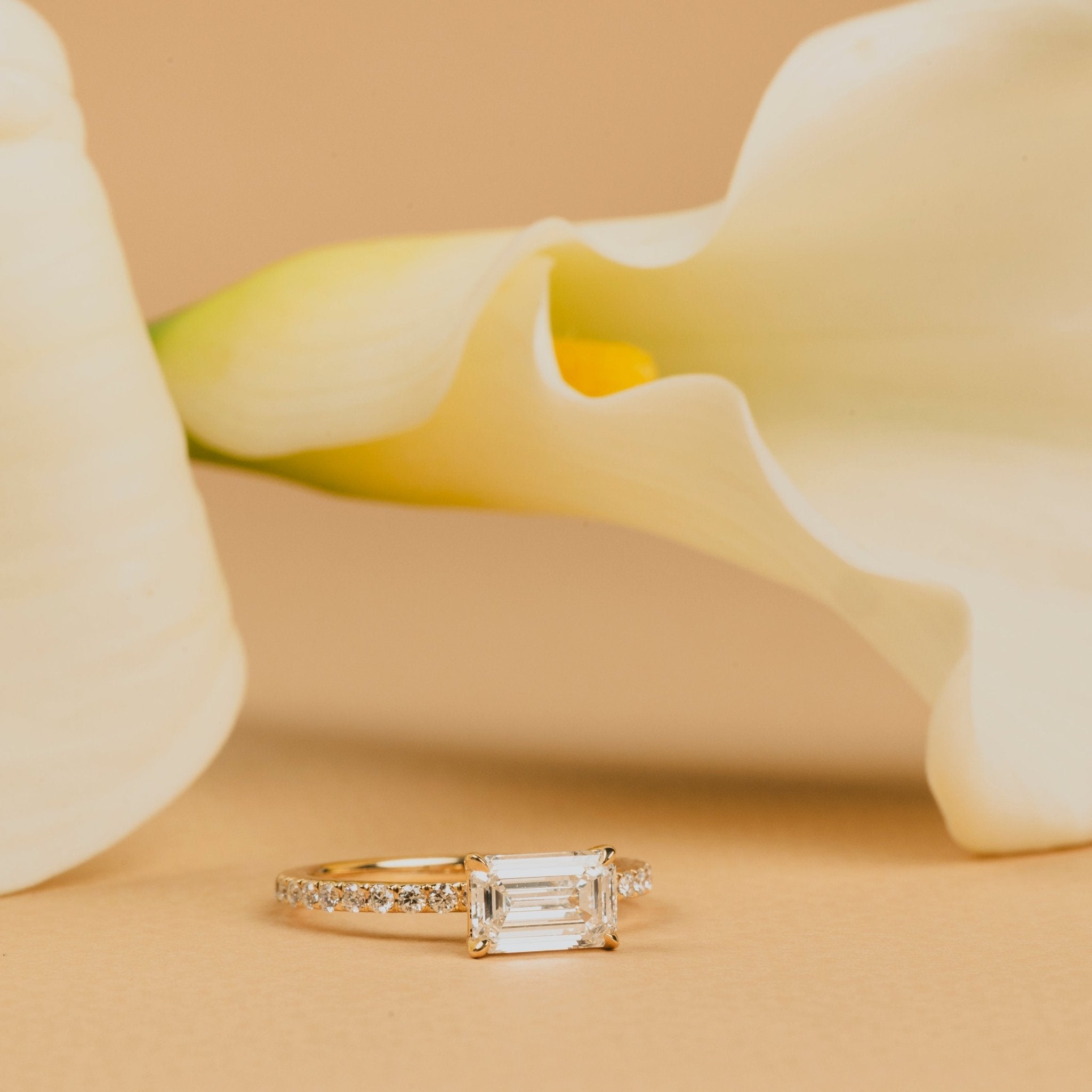 Lenora East - West Emerald Cut Diamond Engagement Ring - MTD