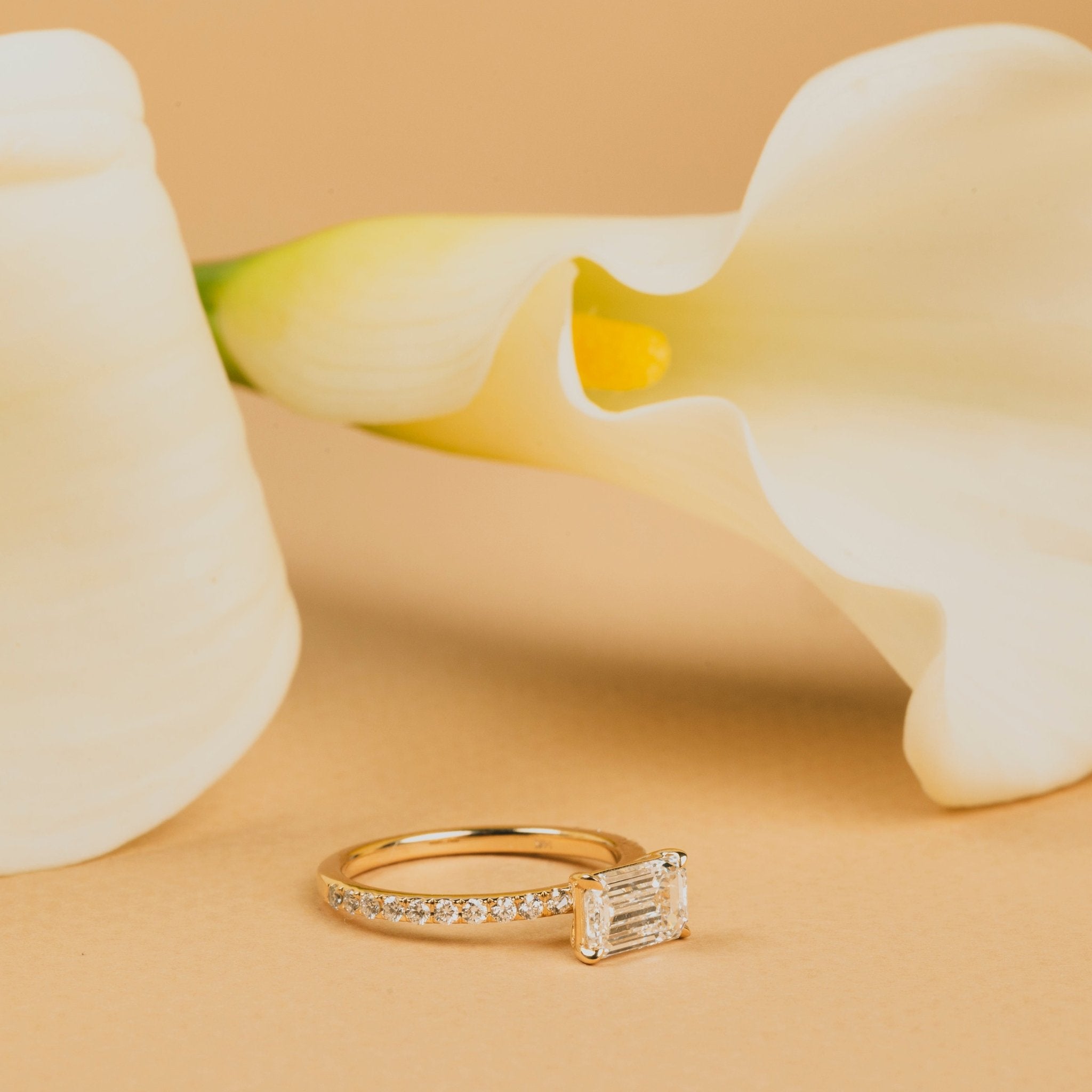 Lenora East - West Emerald Cut Diamond Engagement Ring - MTD