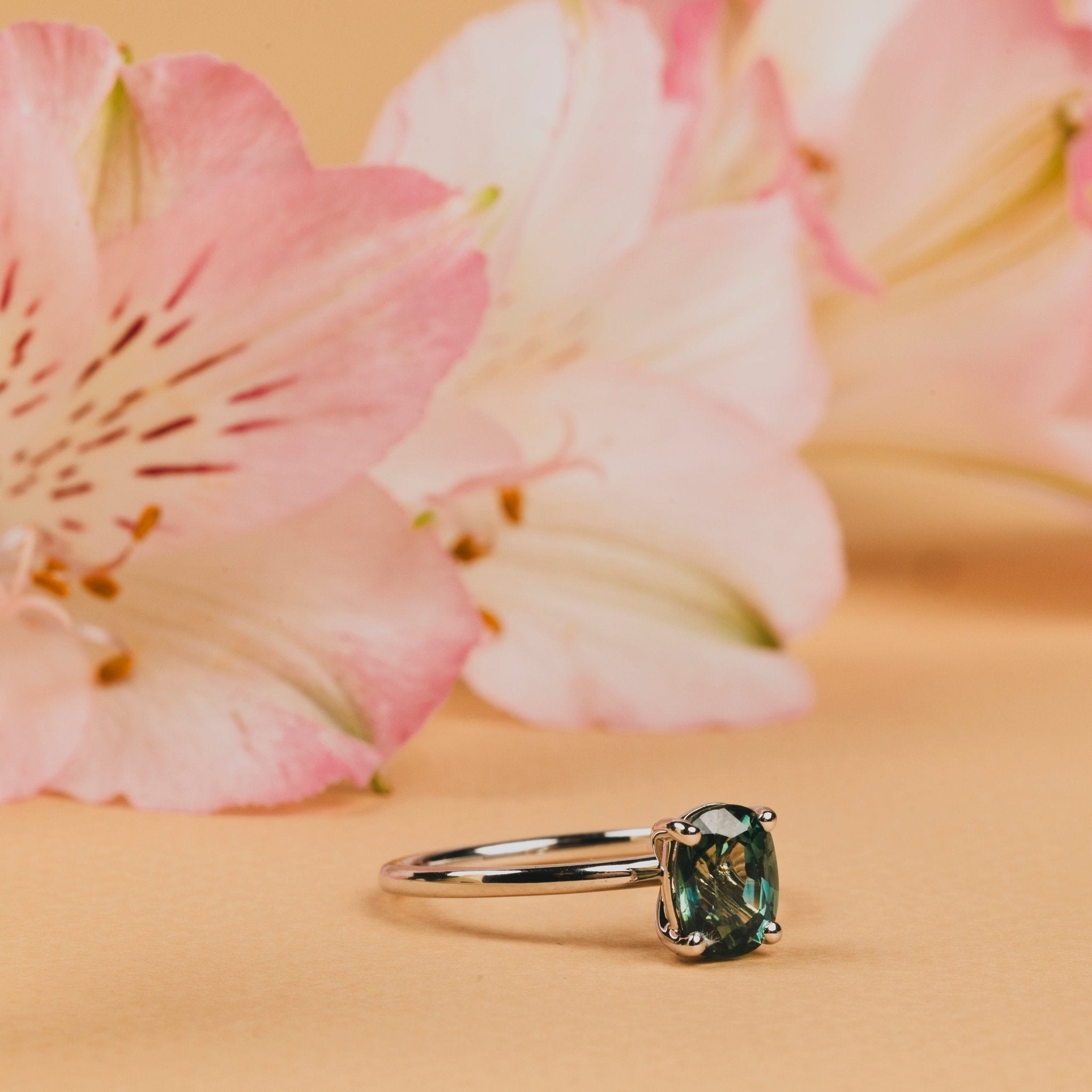 Maldives Oval Bi - Color Sapphire Engagement Ring - MTD