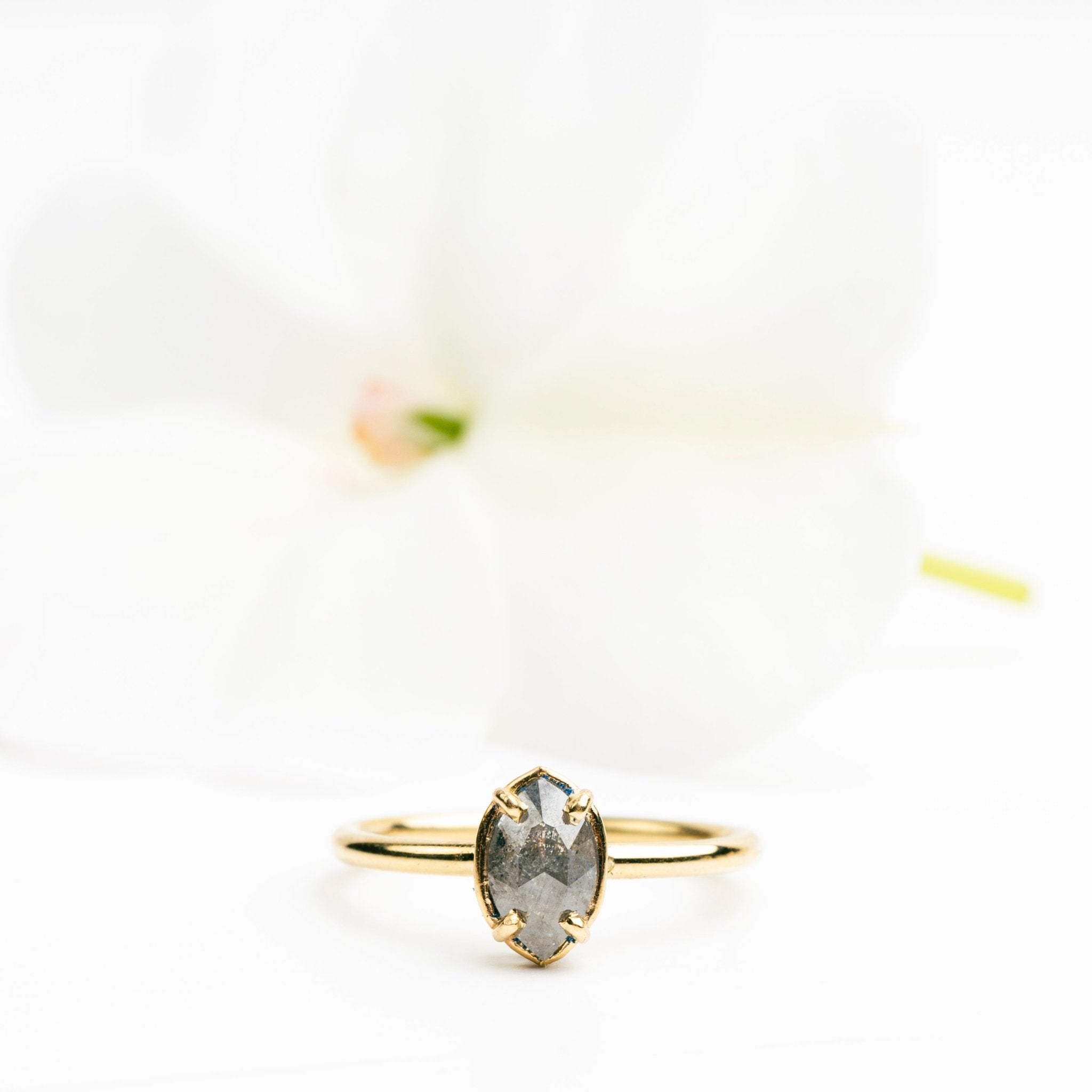 Gray Marquise Dainty Engagement Ring - MTD