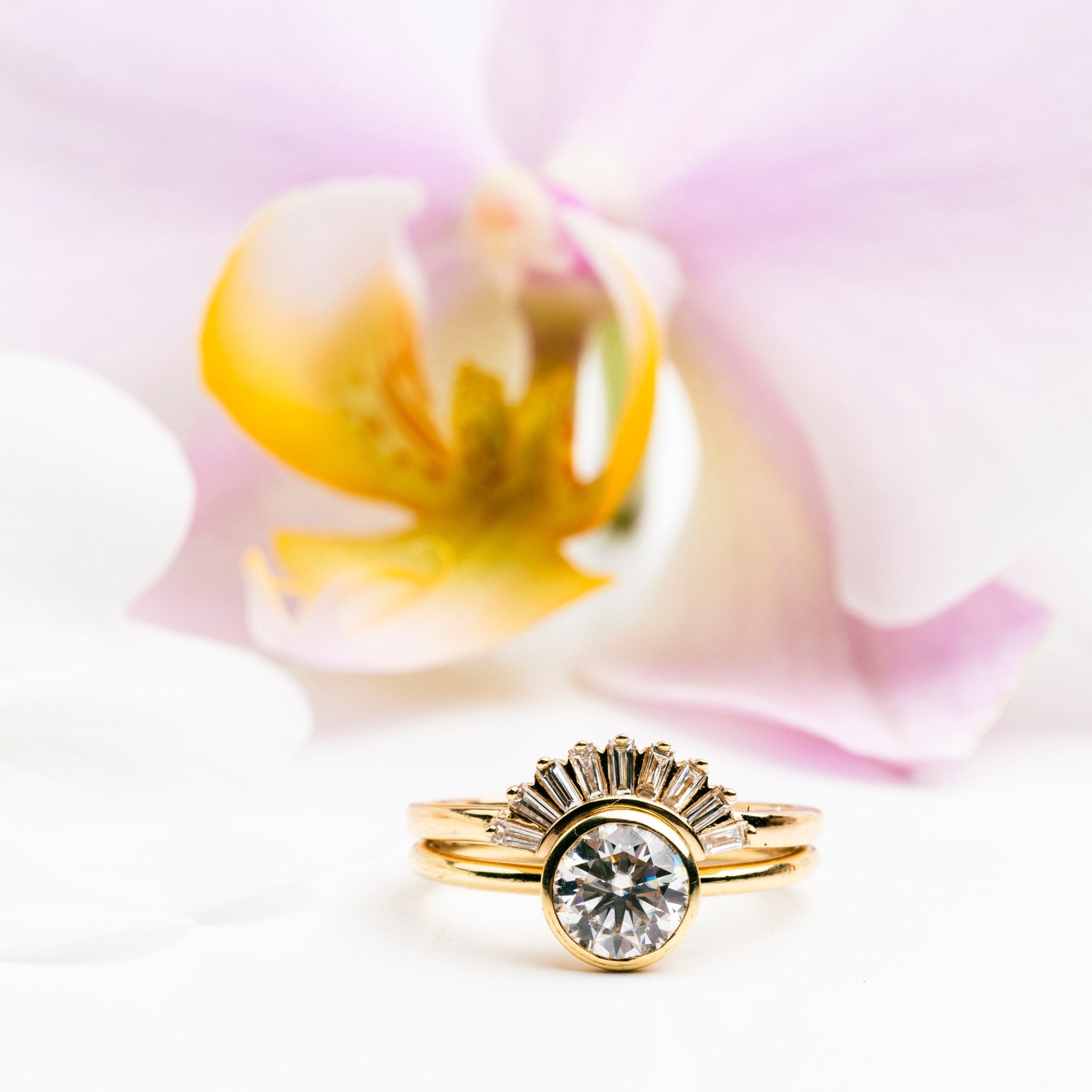 Sunburst Emerald Cut Diamond Wedding Band - MTD
