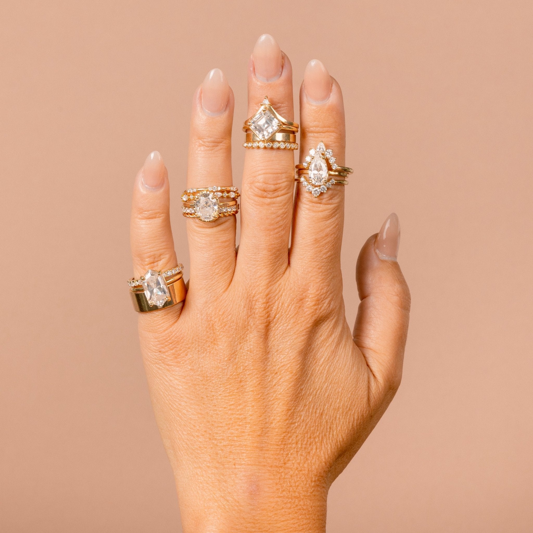 Antique Lace Marquise and Round Diamond Stacking Wedding Band - MTD