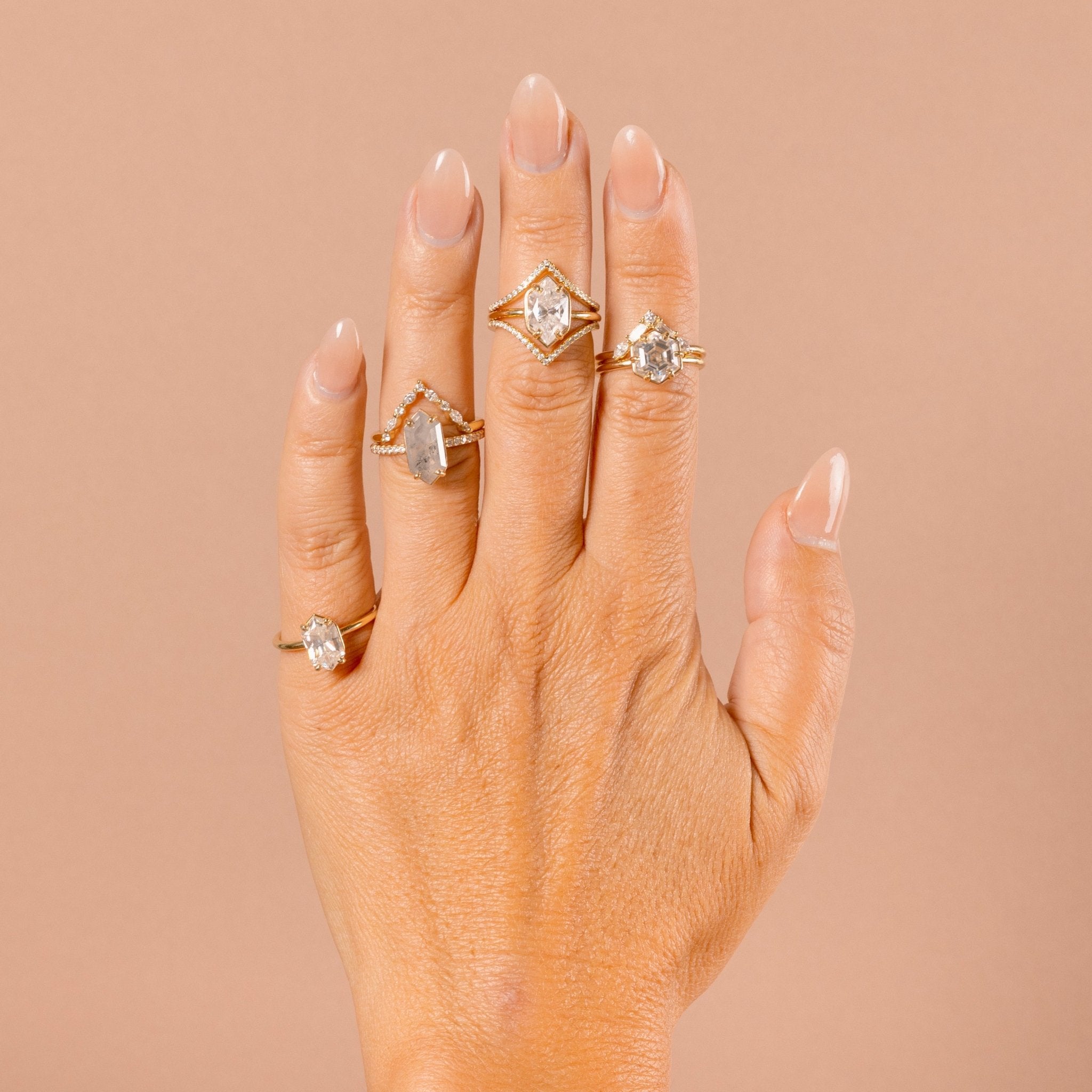 Francoise Hexagon and Geo Engagement Ring Set - MTD