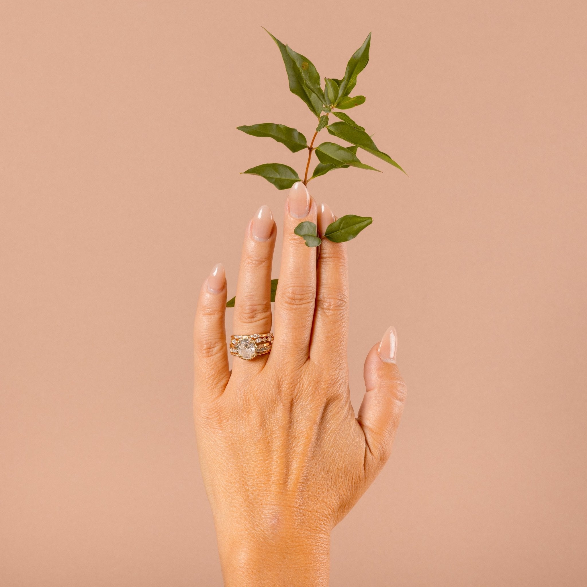 Antique Lace Marquise and Round Diamond Stacking Wedding Band - MTD