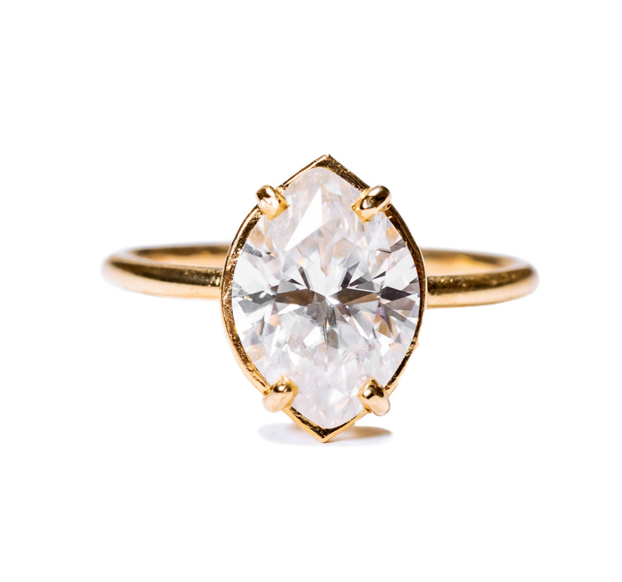 Monique Wide Marquise Moissanite Engagement Ring