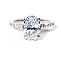 Lilaa Elongated Oval Lab Diamond Engagement Ring with French Set Diamond Band - MTD