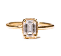 Emerald Cut Diamond In Golden Halo Setting - MTD