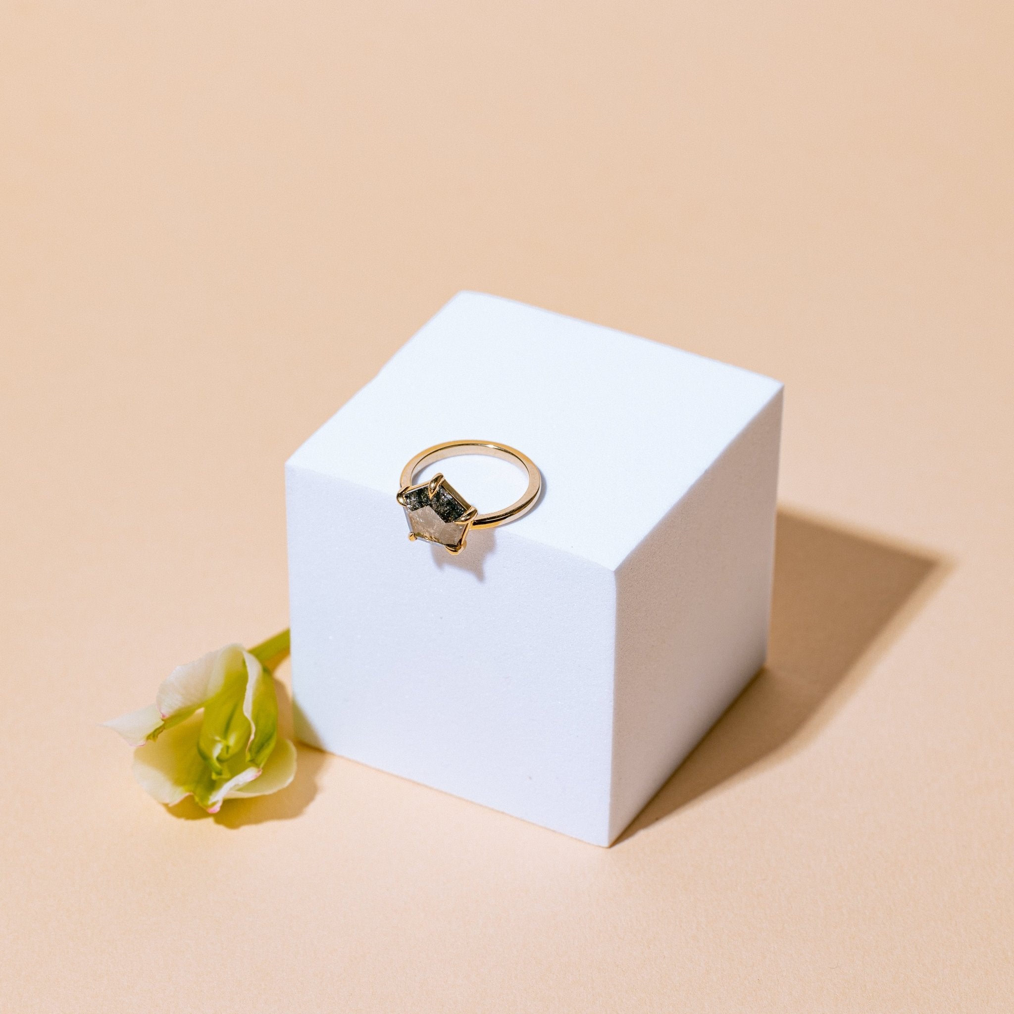 Dark Star Galaxy Diamond Pentagon Engagement Ring - MTD