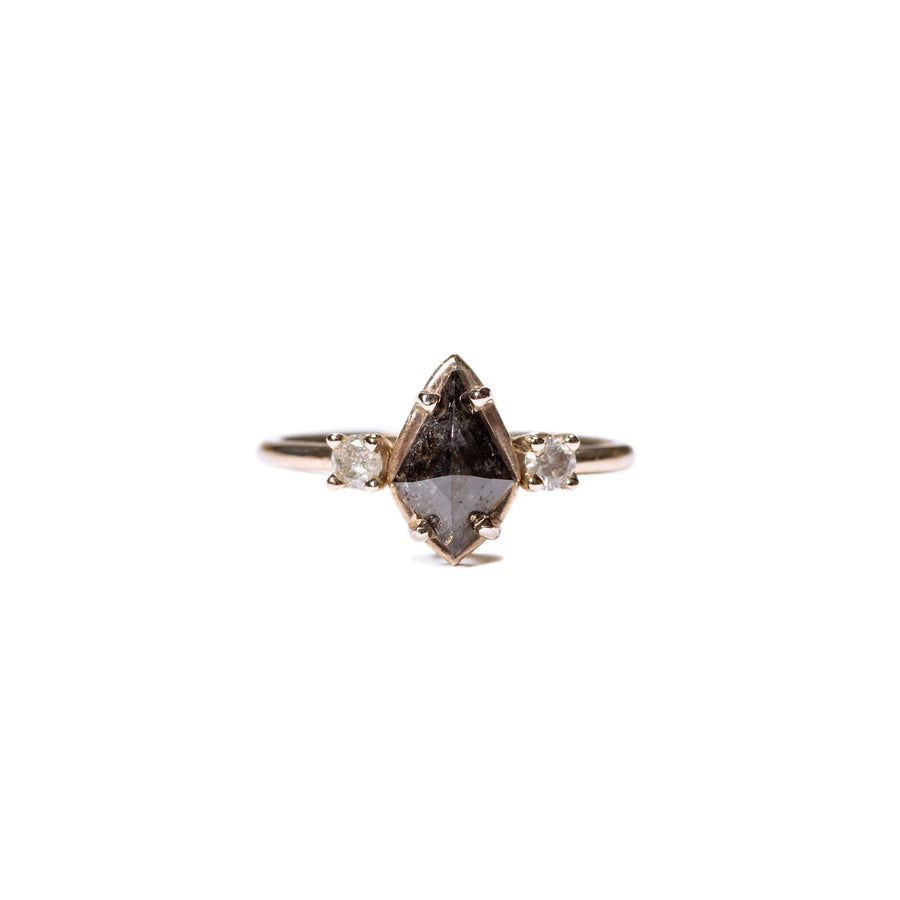 Kite Salt and Pepper Diamond Three Stone Ring