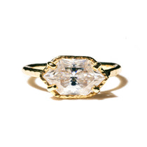 East West Elongated Hexagon Moissanite Engagement Ring - MTD