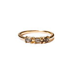 Comet Three Stone East - West Salt and Pepper Diamond Engagement Ring - MTD